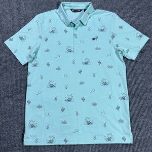 Travis Mathew Polo Shirt Mens Large Blue Golf Performance Pima All the Tacos